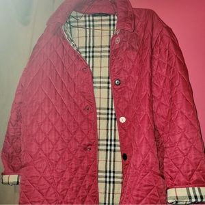 Burberry red quilted jacket